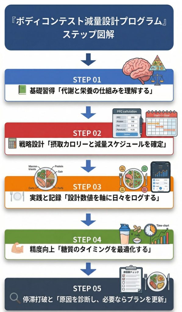 ボディコンテスト減量設計プログラム・フロー